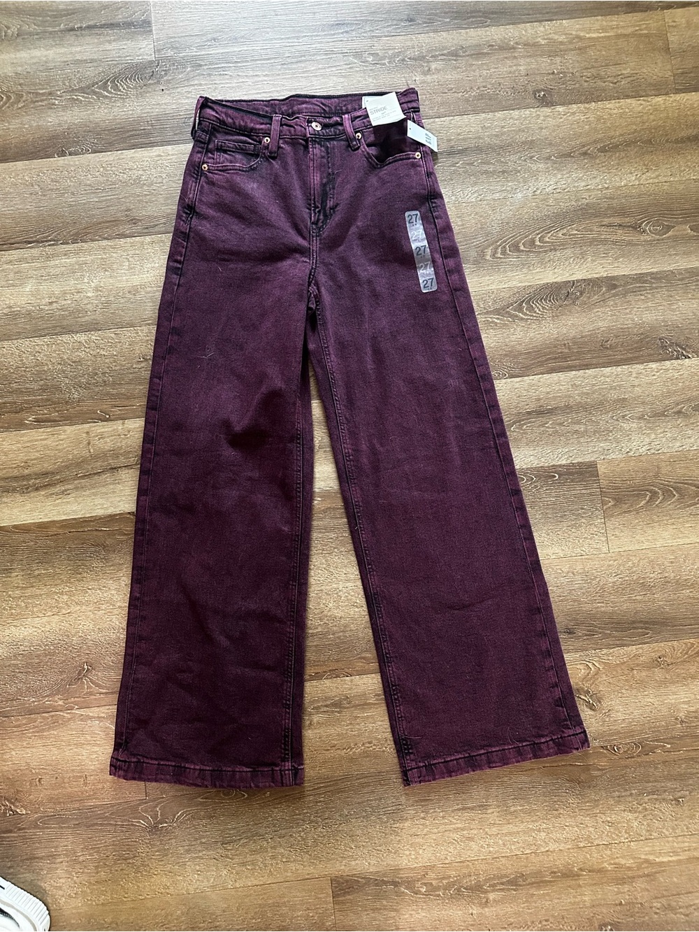 GAP High Rise Stride Wide-Leg Jeans in Red/Burgundy